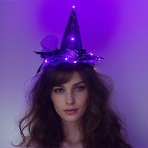Sombrero de <span class=keywords><strong>bruja</strong></span> luminoso Horror Spider LED diadema <span class=keywords><strong>para</strong></span> mujer <span class=keywords><strong>Halloween</strong></span> Cosplay accesorio suministros <span class=keywords><strong>Halloween</strong></span> Rave Night Decor - Product Image 2