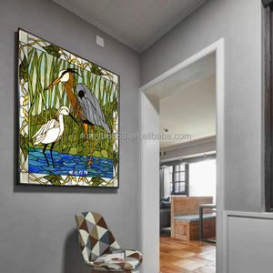 Customized European Pastoral Style Solid Crane Pattern Tiffany Stained Art Glass <b>Window</b> Hanging Panel for Dining Hall Living - Product Image 5