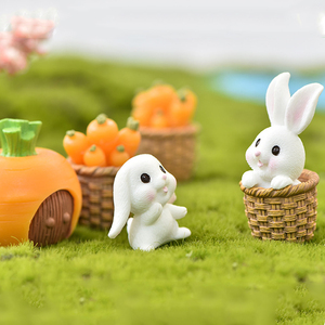 Figuras de Conejo en Resina, Miniaturas de Animales, Conejito con Zanahoria, Adornos para Decoración de Paisajes, Accesorios para Manualidades - Product Image 3