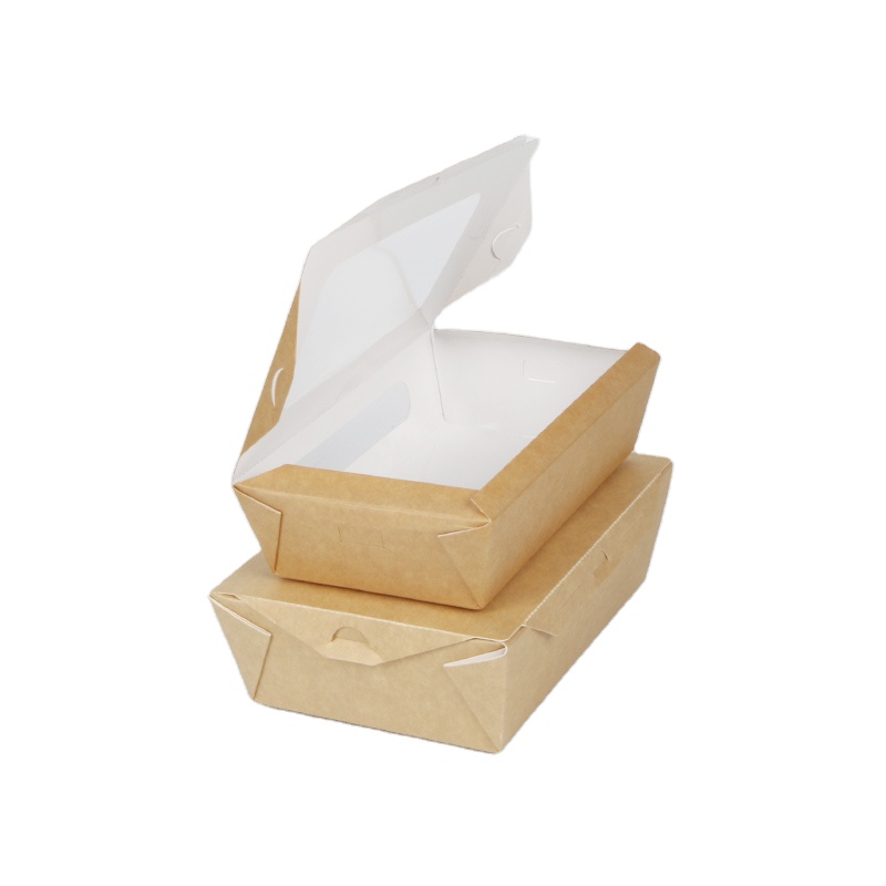 Wholesale Restaurant Kraft Paper Salad Food Packaging Take Out Box with pvc window