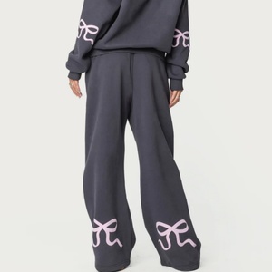 2025 New Design Loose Casual Pullover Plain Color Hoodies <b>Sweatpants</b> <b>Set</b> 2 Piece Fleece Custom Print Logo Women Sweatsuit <b>Set</b> - Product Image 3