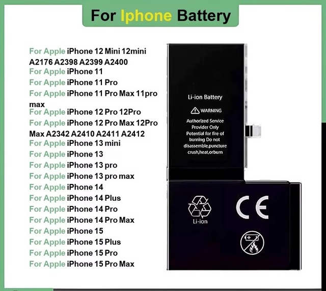 Replacement Phone Battery for iPhone X XR 11 12 13 14 15 for Cellphone Repair Store Bulk Price and Logo Customization