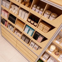 Armoire de présentation multi-compartiments en mélamine écologique en acier, robuste, étanche, avec éclairage LED, tiroirs et étagères modulaires en grille