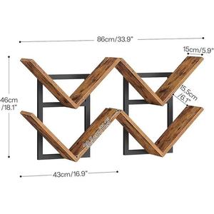 <b>Wall</b> <b>Mounted</b> Metal Wood <b>Shelf</b> 2 Tier Storage Organizer For Bedroom Living Room - Product Image 4