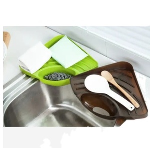 Nuevo y práctico estante de almacenamiento de esquina para fregadero de cocina, soporte de esponja, bandeja montada en la pared, estante organizador de cocina, accesorios, estante de especias - Product Image 4