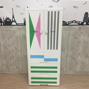 <span class=keywords><strong>Armoire</strong></span> moderne en plastique avec 2 tiroirs et 3 étagères pour le rangement des vêtements dans la chambre et le salon conçue pour les adolescentes - Product Image 4