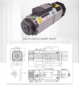 Moteur de <span class=keywords><strong>broche</strong></span> ATC HQD 9KW ISO30 GDL70-24Z/9kw de remplacement pour machine de fraisage CNC H S D 9kw ATC - Product Image 2