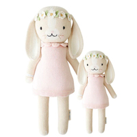 Usine En Gros Rose Fleur Fille Tricoté Crochet Poupée Lapin De Pâques Lapin En Peluche Animal En Peluche Jouet En Polyester PP Coton