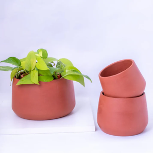 Handcrafted Terra Potta Planters <b>Set</b> of 3 for Indoor Outdoor Balcony Terrace Garden Home Décor Rustic <b>Clay</b> Flower Pots - Product Image 1