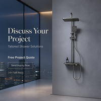 Système de douche pluie apparent en laiton brossé couleur canon de fusil avec jet doux et sortie trois fonctions eau chaude/froide pour l'hôtellerie