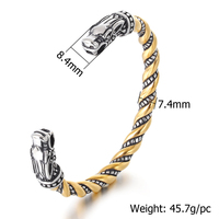 Haute qualité Double tête de Dragon manchette Bracelet bijoux mode acier inoxydable Viking nordique torsadé ouvert manchette Bracelet Bracelet