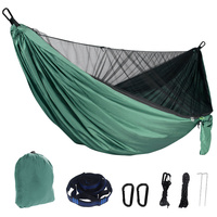 Hamac de camping double avec moustiquaire, hamac portable en nylon parachute pour la randonnée en plein air, les voyages et les loisirs en jardin