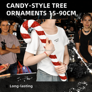 Classic <b>Christmas</b> Candy-Style 15-90CM Home Decor Factory Packaged Red & White Plastic Painted Crutch <b>Props</b> for Dance & Shooting - Product Image 2
