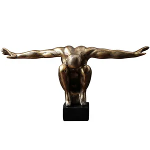 Benutzer definierte Großhandel Dekoration Objekt Athlet Skulptur Statuen Moderne Tauch statue Harz Silber Gold Weiß Schwarz Taucher Skulptur