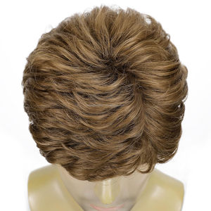Perruque Courte Synthétique Ombrée Pixie JAMBALAYA avec Frange, Sans Colle, Effet Superposé, Marron Mélangé Blond, Ondulée, <span class=keywords><strong>Coupe</strong></span> Pixie - Product Image 3