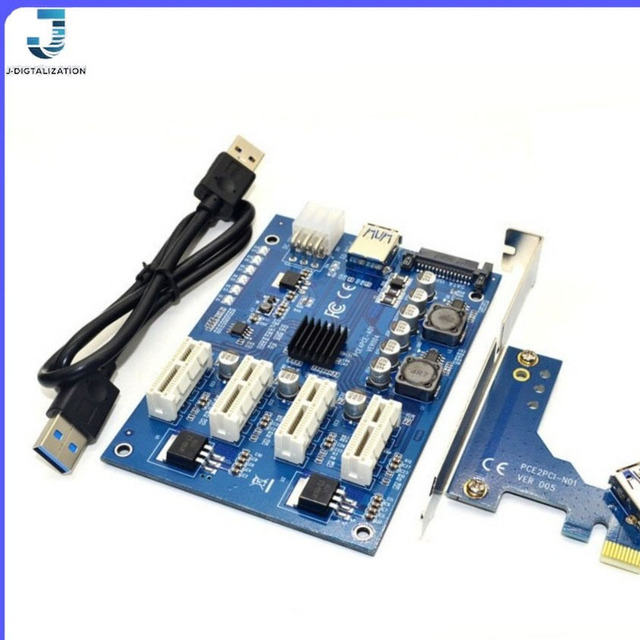 Plc Pci-e 1x Riser Card 1 to 4 Expansion Adapter 60cm Usb 3.0 Cable for Bulk Supply