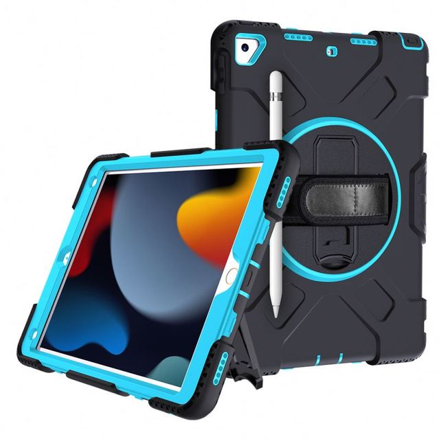 360 Rotating Hand Strap Pen Slot Tpu Pc Hard Rugged Tablet Case for Ipad 10.2 Case for Ipad 9th Gen Generation Tablet Tab Case