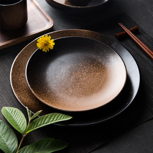 Hotel Restaurants Design japonais Vaisselle en céramique de <span class=keywords><strong>6</strong></span> pouces Plats ronds Assiettes à steak sous assiette en grès émaillé - Product Image 4
