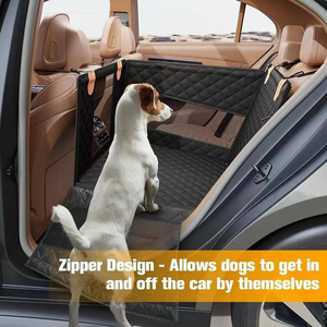 Housse de siège de voiture pour animaux de compagnie pliable et imperméable, très vendue, avec 3 fenêtres en maille respirante - Product Image 3