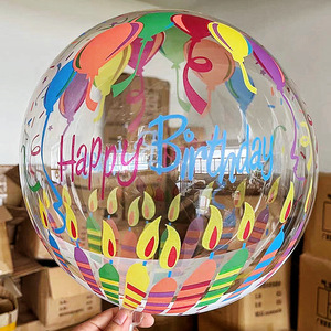 Nuevos Globos Bobo Transparentes Redondos de Helio para Cumpleaños, Graduación y Año Nuevo con Impresión 'Happy Birthday' - Product Image 6