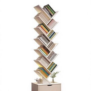 Home Office Wooden <b>Tree</b> <b>Bookshelf</b> Magazine Display Rack with Storage Drawer Cabinet - Product Image 1