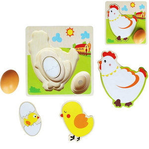 Pollo a più strati creativo all'ingrosso che cresce Puzzle Puzzle di alta qualità per bambini Puzzle in legno giocattoli per uova emulazionali precoci - Product Image 5