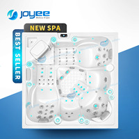 Jacuzzi Joyee para 5 Personas, Cubierta de Acrílico Ariestech, 92 Chorros Combinados, Bañera Exterior Moderna, OEM Chino, Opcional con Borde Decorativo