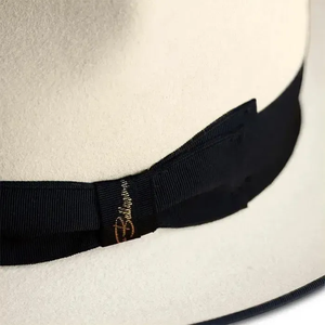 White Wool Fedora <b>Hat</b> With Black <b>Band</b> Unisex Adult Casual Spring Summer Formal Style - Product Image 4