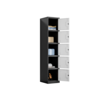 Casier en acier noir et blanc à cinq compartiments, armoire de rangement métallique pour personnel, idéal pour usine, dortoir et salle de sport