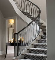 Escalier Courbé Moderne Optima Sur Mesure pour Villa avec Rampe en Acier, Éclairage LED, Marches en Acier, Design Élégant en Acier, Prix Direct Usine