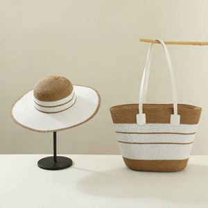 Wholesale Women Straw <b>Hat</b> and Shoulder <b>Bag</b> Set Beach Cap Wide Brim Summer Sun <b>Hat</b> and Tote <b>Bag</b> - Product Image 4
