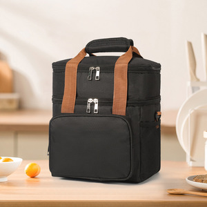 Double Layer Insulated <b>Cooler</b> Bag Waterproof Leakproof Thermal Lunch Tote Multi Pocket Zipper Carrier <b>for</b> Picnic Food Storage - Product Image 1