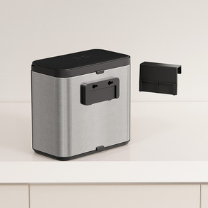 Cubo de Basura de Cocina Personalizado de 4L, Montado en la Pared, de Acero Inoxidable, para Uso en Interiores, Forma Rectangular, Sin Instalación - Product Image 1