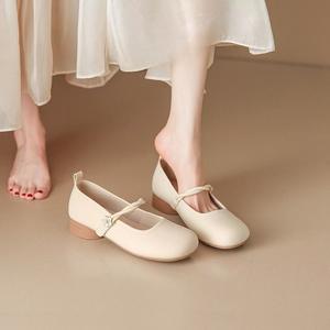 Zapatos de Novia Mary Jane de Tacón Alto, Nueva Colección Otoño-Verano, Cuero Premium, Diseño Retro Francés con Tira Cruzada - Product Image 3