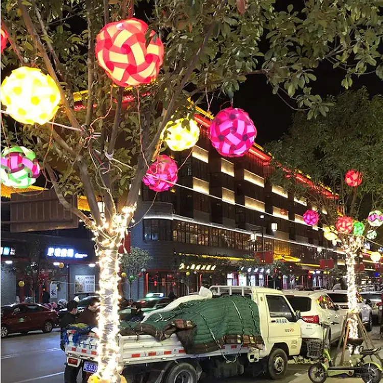 Aluminium 3D High Bright Hanging Christmas LED Ball Motif Light for Outdoor