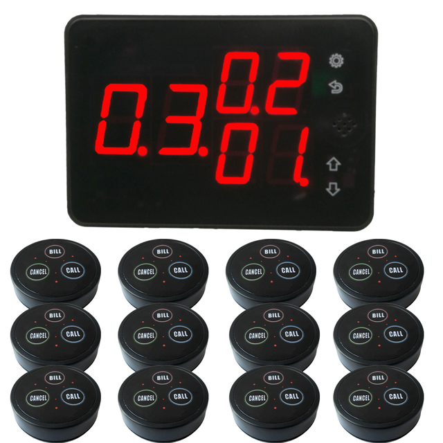 Wireless Restaurant Paging System with Digital Display & 12 Call Buttons - Efficient Table Service Solution for Restaurants