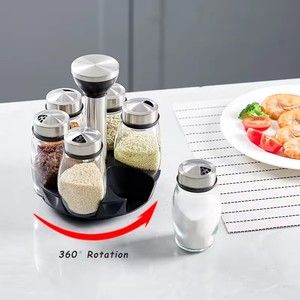 Novedades 2024 Especiero Pimentero Botellas redondas Contenedores de almacenamiento Frascos de especias de vidrio Condimento giratorio JarKitchen Baki - Product Image 2