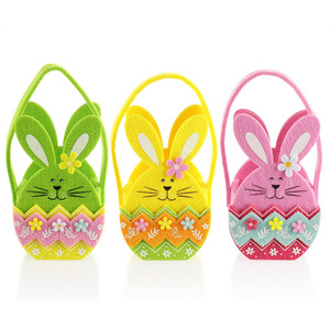 DAMAI <b>Easter</b> Bunny Felt Basket <b>Bag</b> - Kids Candy Tote Gift <b>Bag</b> for Party Decorations Holiday Handled Basket for Egg Hunt Gifts - Product Image 1