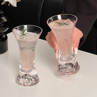 Verre à cocktail sans pied et sans couvercle en verre sodocalcique de haute qualité, à taille conique, pour boissons froides, avec vue sur la montagne