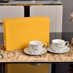 Luxury Porcelain paper clip ceramic Tea Cup & Saucer Set With box for party - Product Image 3