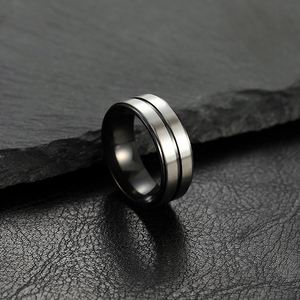 Anillos De Acero Inoxidable Brushed Dual Tone Matte <b>Black</b> <b>Rings</b> Made Titanium Steel <b>Men</b> Personality <b>Ring</b> Charming Jewelry - Product Image 6