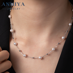 Collar de Perlas de Agua Dulce ANMIYA, Cadena Delicada con Perlas Naturales y Plata 925 - Product Image 3