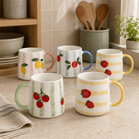 Tasses à fruits colorées peintes à la main SWT : Illuminez vos moments de café quotidiens avec un charme joyeux pour les cuisines européennes et américaines