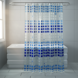 Cortina de Ducha Murano 120x200 cm con Patrón Geométrico Azul para Baño - Product Image 2