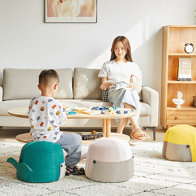 LH-050 modern low stools new design Ottoman pouf velvet round ottoman