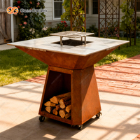 Barbecue extérieur moderne en acier corten thermolaqué au charbon de bois