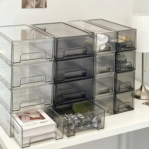 Refrigerator <strong>Storage</strong> Box With Push-pull Cosmetics <strong>Stacked</strong> <strong>Drawer</strong> <strong>Storage</strong> Box Office Multi-layer Desktop Mask Organizer Box - Product Image 2