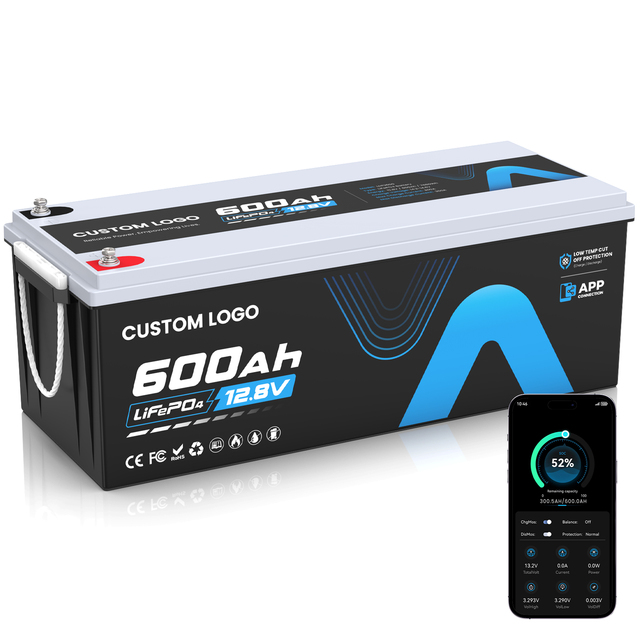12V 600Ah LiFePO4 Battery 7680Wh 300A BMS Bluetooth for RV Solar Energy Storage Off Grid Cabin Marine Boat