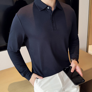 Camiseta de manga larga para hombre, top sencillo de algodón puro con cuello redondo para otoño. - Product Image 6