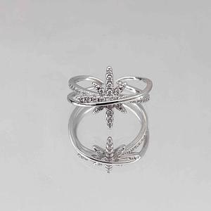 Bague étoile octogonale en argent pur S925 avec incrustation raffinée, design de niche, tendance, étoile scintillante, polyvalente, légère - Product Image 2